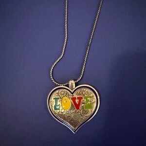 Brighton Silver Heart Necklace with Colorful LOVE Design